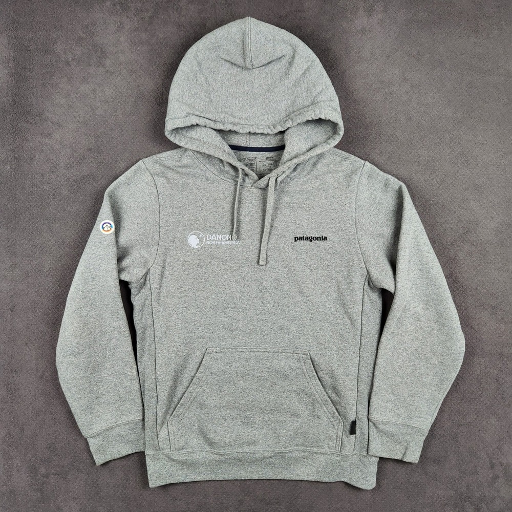 Patagonia Fitz Roy Icon Uprisal Hoody Womens Small Mens XS Gray Danone Logo